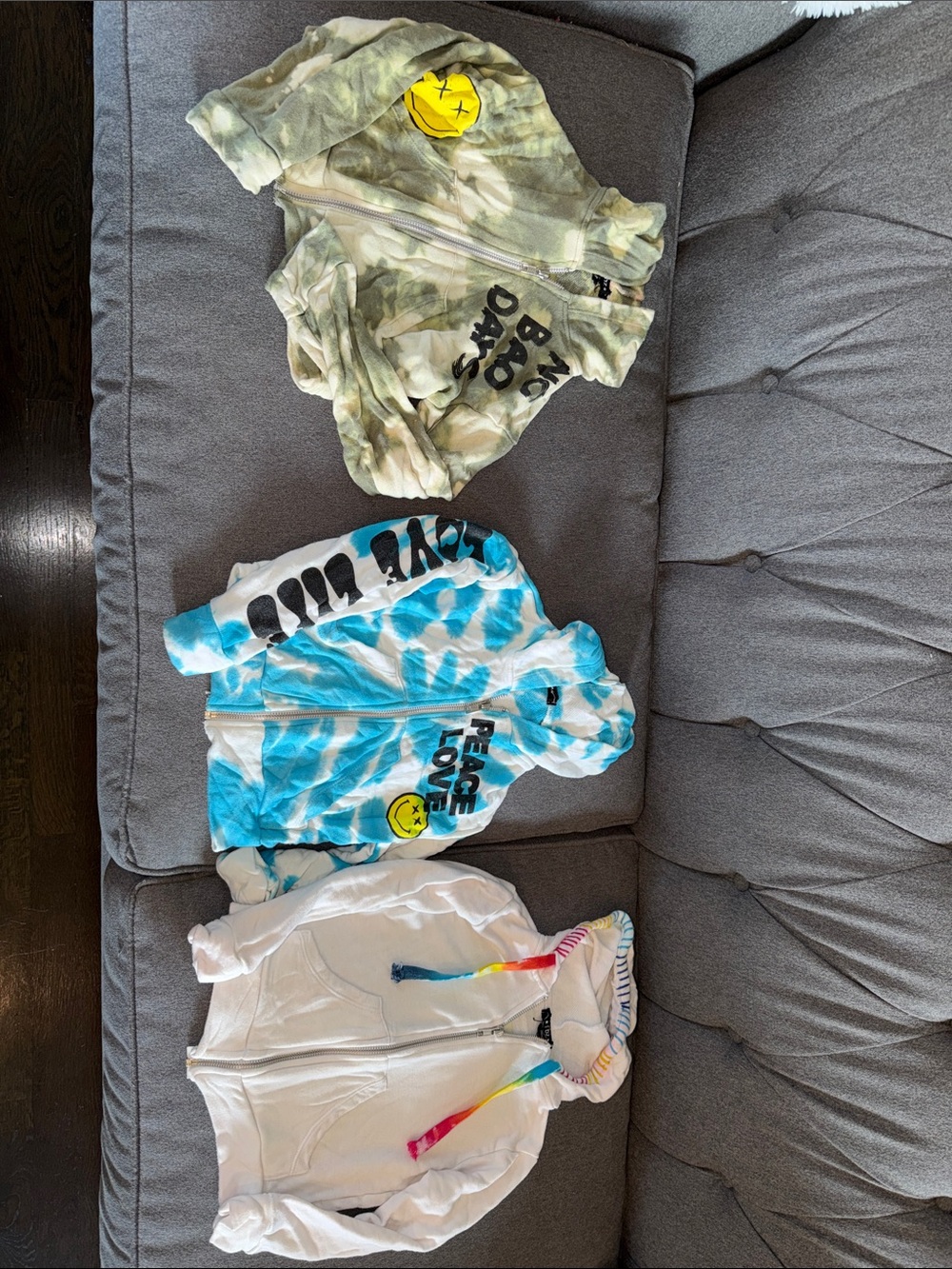 Kids Tie-Dye Zip Hoodie Jacket - Blue, Green & White